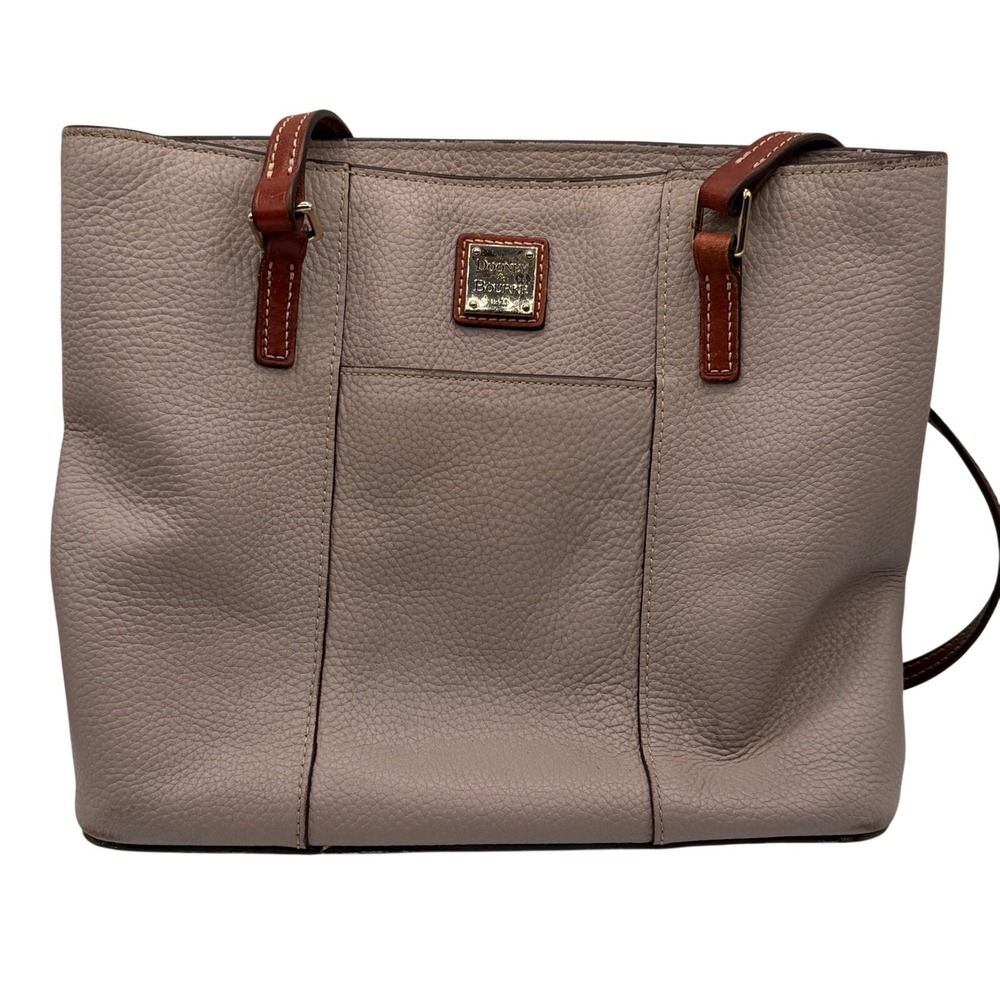Dooney & Bourke Pebbled Leather Tote Bag Taupe Brown Shoulder Bag